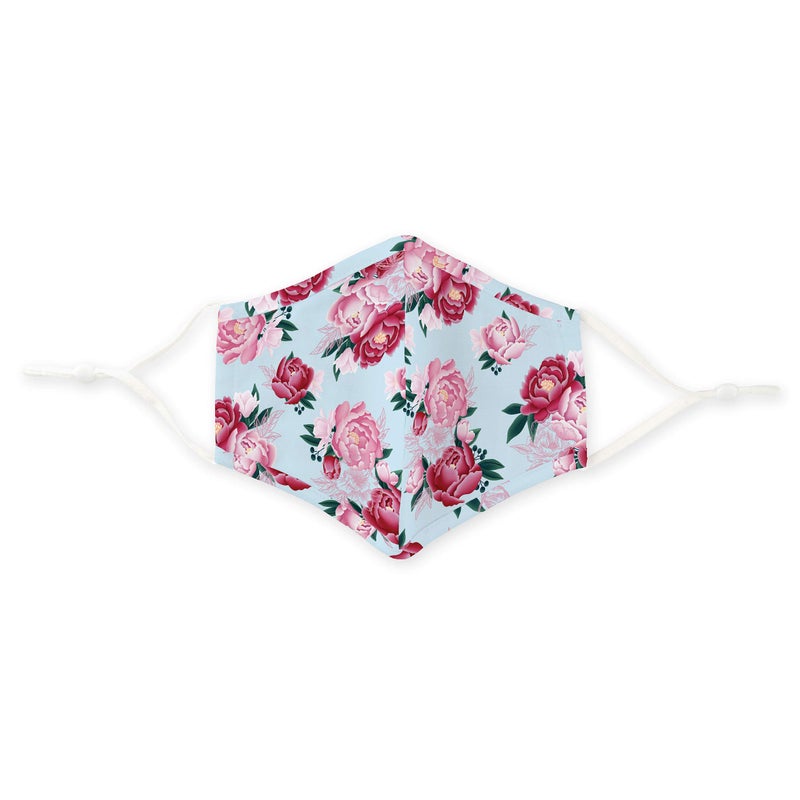 WEDDINGSTAR 3-Ply Adult Washable Cloth Face Mask Reusable and Adjustable with Filter Pocket - Blue Modern Floral - Image 2